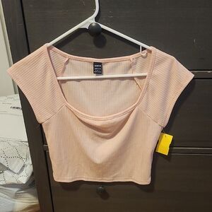 SHEIN Blush Ribbed Crop Top